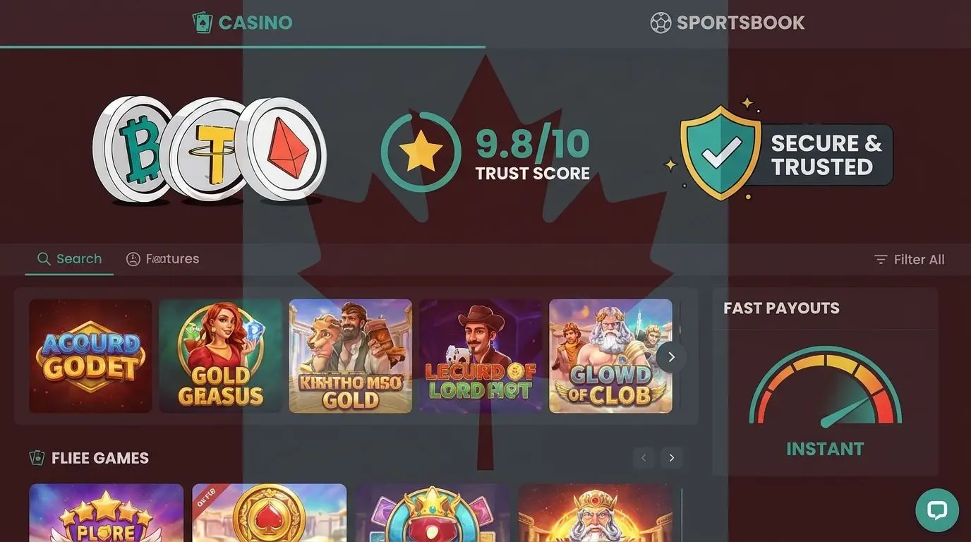 A clean casino lobby showing trust, speed, and Canadian identity.